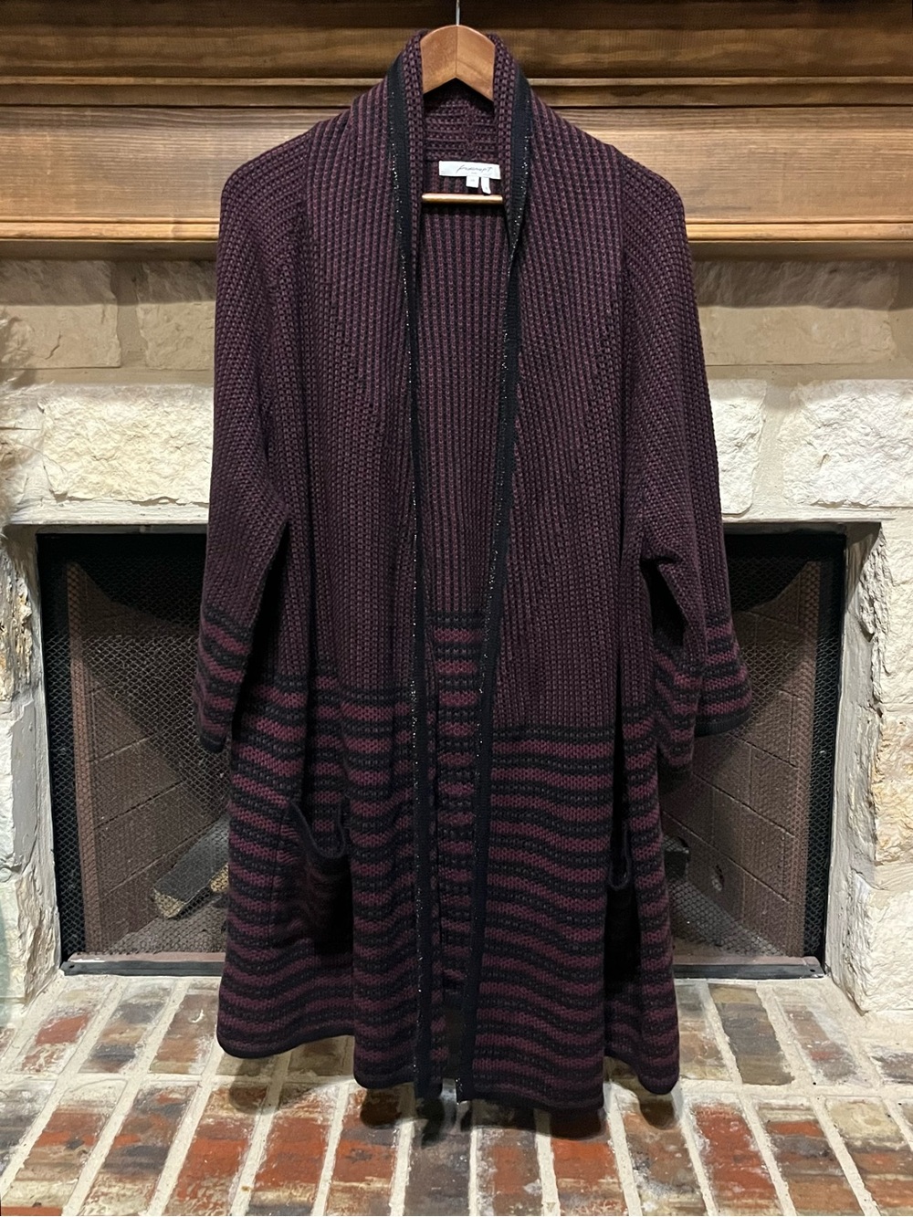 Foxcroft Cardigan Sweater 2X Maroon/ Burgundy Black
